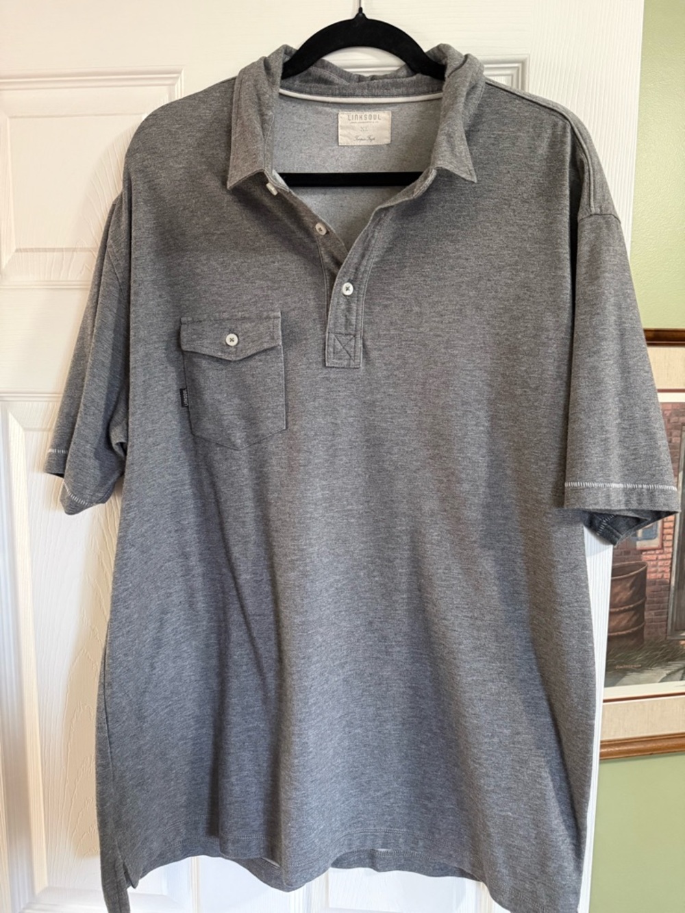 Linksoul Men's Gray Polo Shirt with Chest Pocket